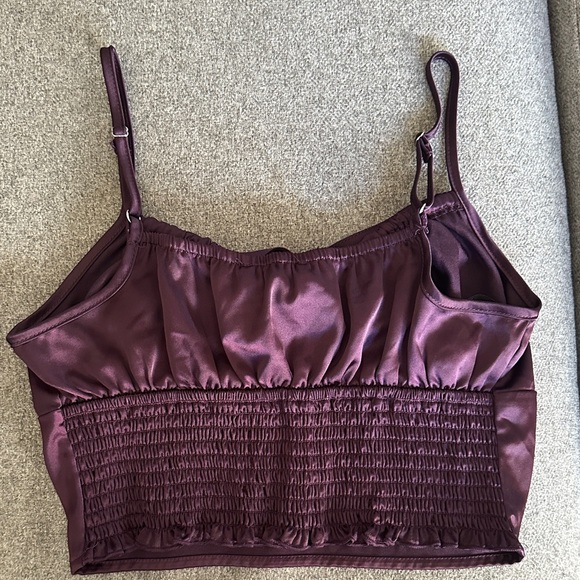 Forever 21 Deep Purple Satin tie front crop top women size small - Picture 6 of 6